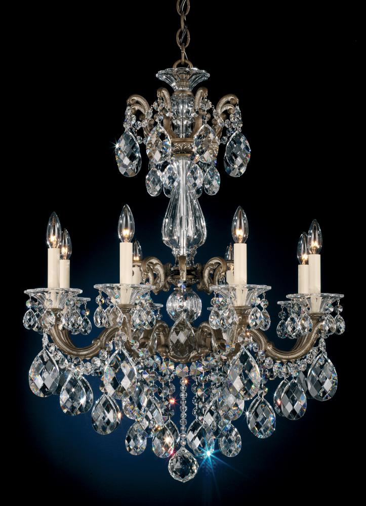 La Scala 8 Light 120V Chandelier in Etruscan Gold with Clear Heritage Handcut Crystal