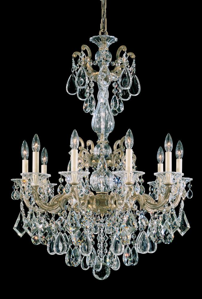 La Scala 10 Light 120V Chandelier in Etruscan Gold with Clear Heritage Handcut Crystal