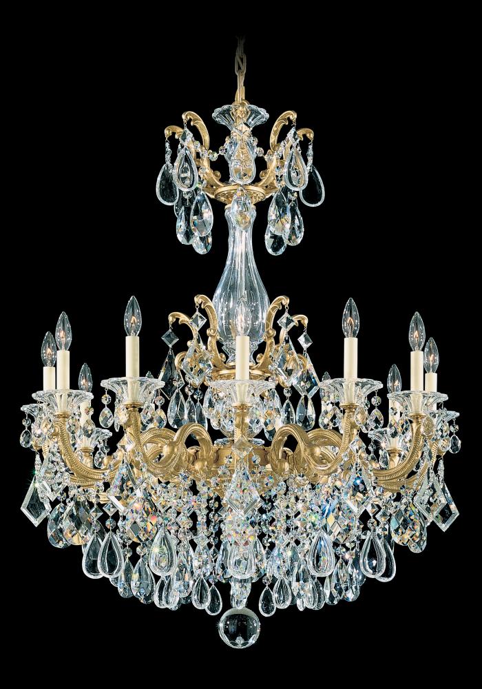 La Scala 12 Light 120V Chandelier in Antique Silver with Clear Heritage Handcut Crystal
