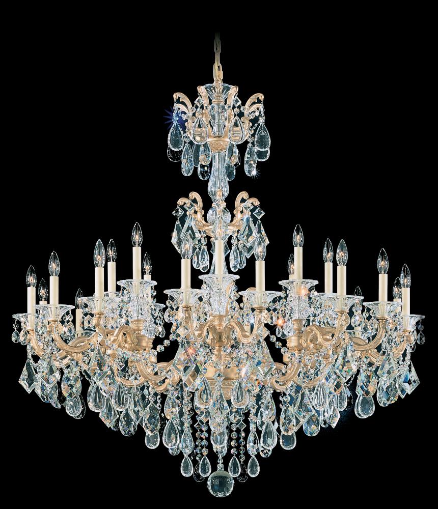 La Scala 24 Light 120V Chandelier in Etruscan Gold with Clear Heritage Handcut Crystal
