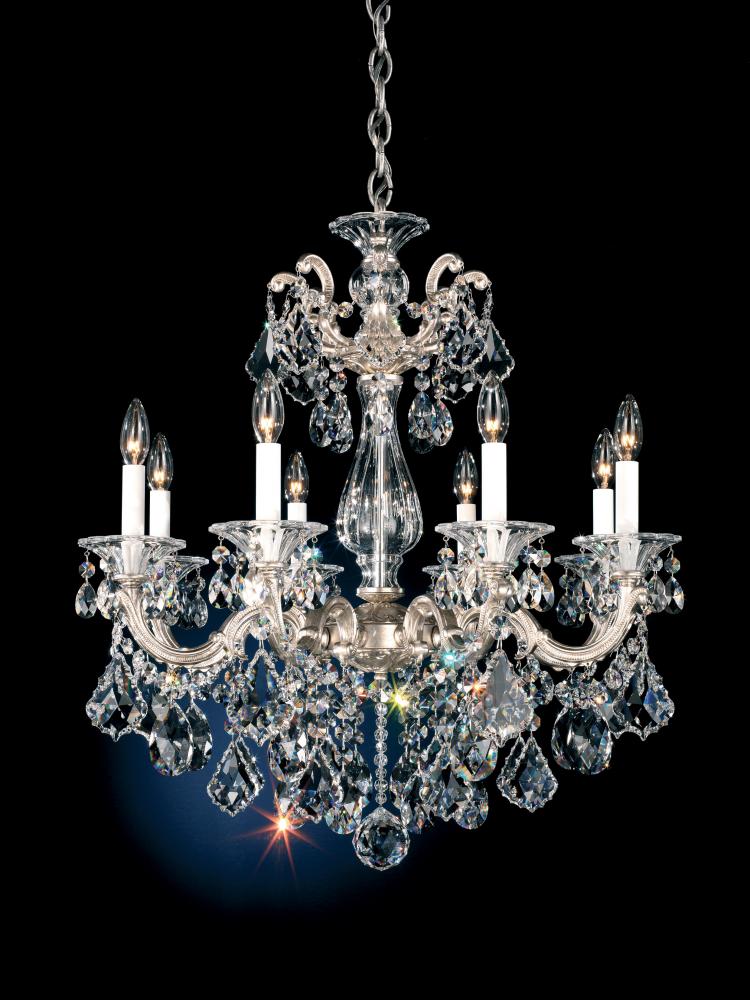 La Scala 8 Light 120V Chandelier in Black with Clear Heritage Handcut Crystal
