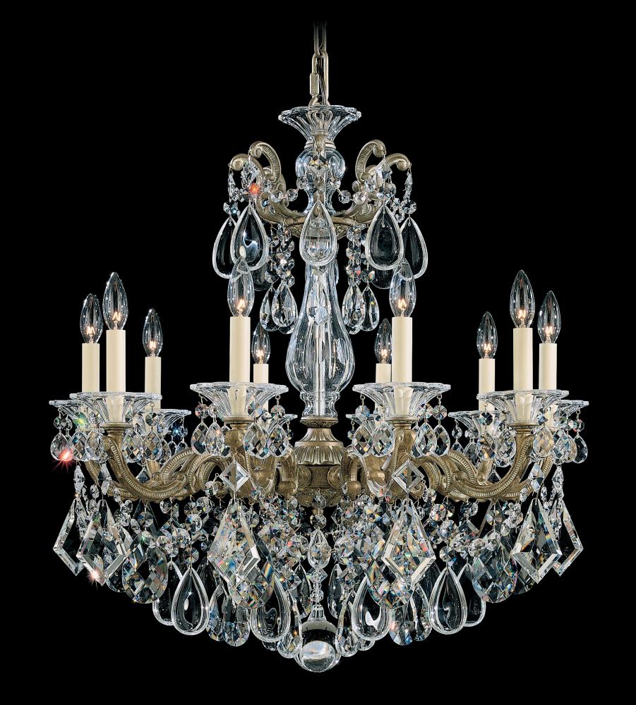 La Scala 10 Light 120V Chandelier in Antique Silver with Clear Heritage Handcut Crystal