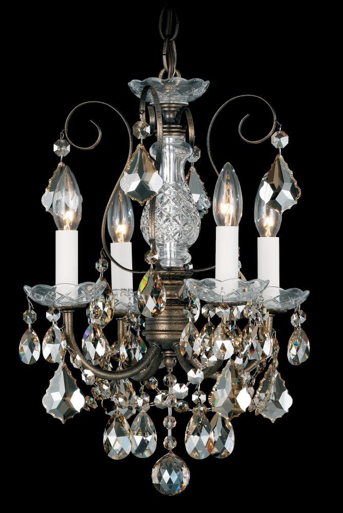 New Orleans 4 Light 120V Chandelier in Antique Silver with Clear Heritage Handcut Crystal