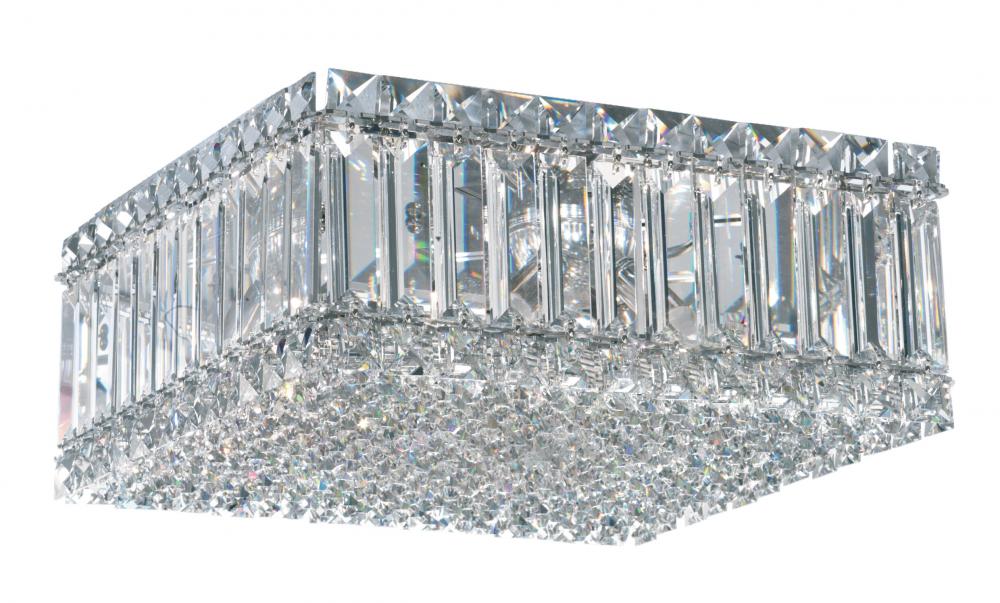 Quantum 4 Light 220V Flush Mount in Polished Stainless Steel with Clear Optic Crystal