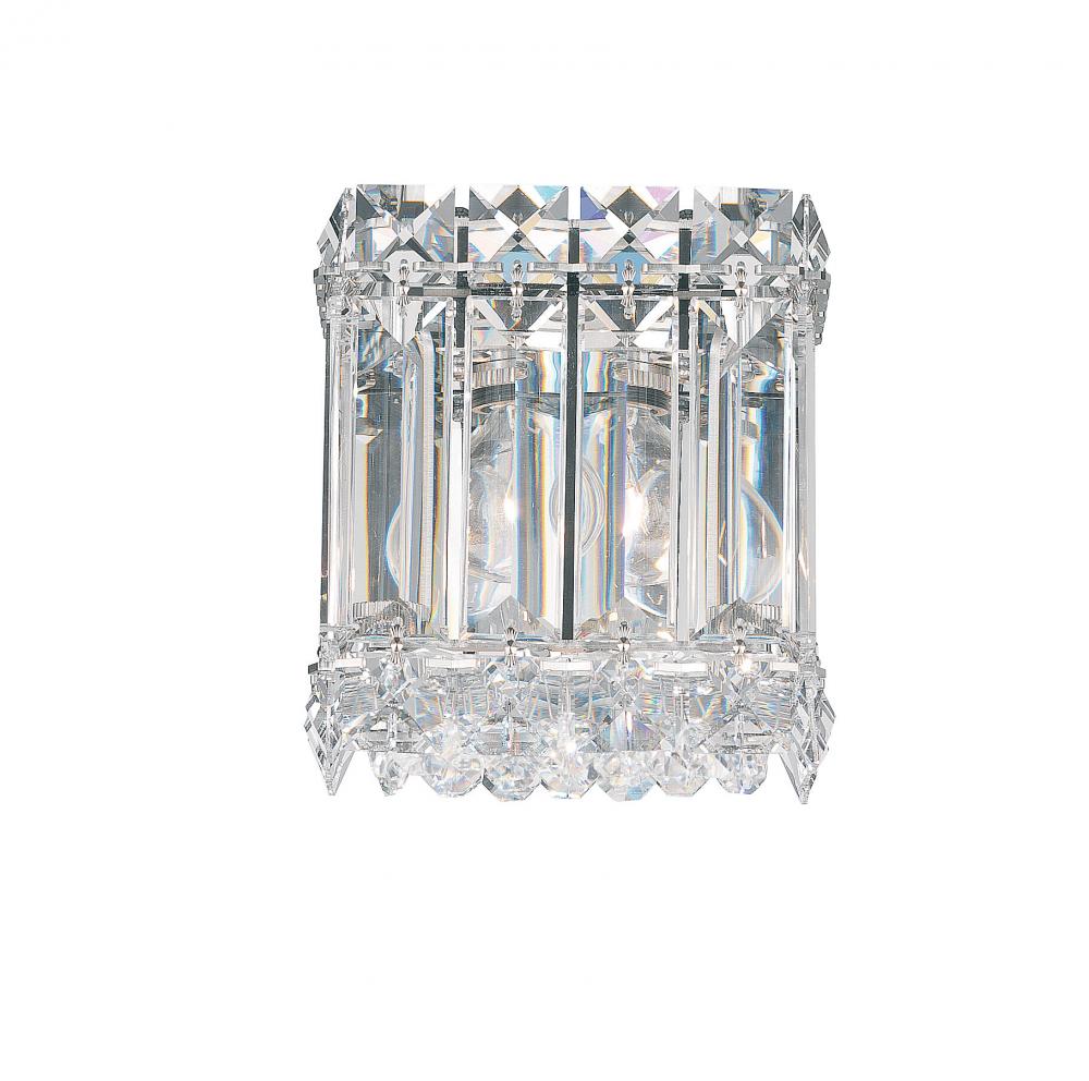 Quantum 1 Light 120V Wall Sconce in Polished Stainless Steel with Clear Crystals from Swarovski