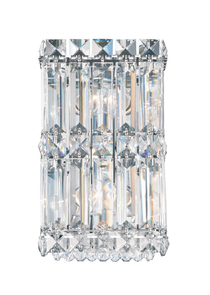 Quantum 2 Light 120V Wall Sconce in Polished Stainless Steel with Clear Optic Crystal