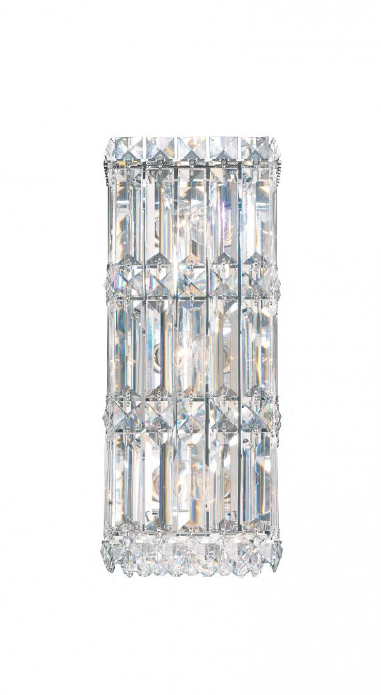 Quantum 3 Light 120V Wall Sconce in Polished Stainless Steel with Clear Optic Crystal
