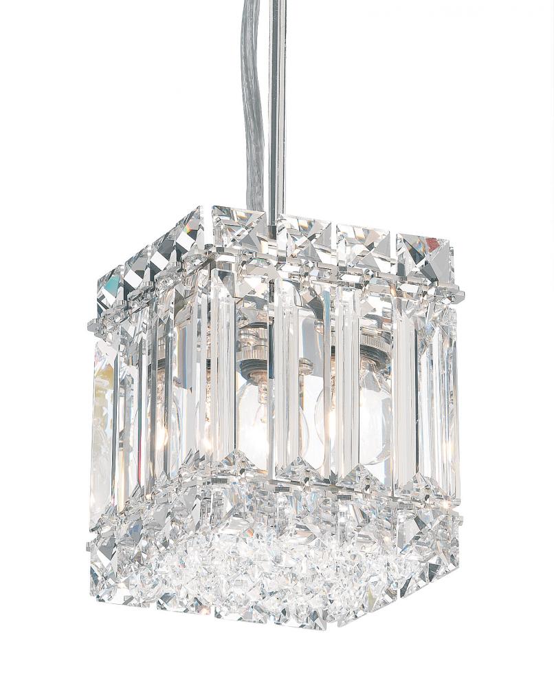 Quantum 2 Light 120V Mini Pendant in Polished Stainless Steel with Clear Optic Crystal