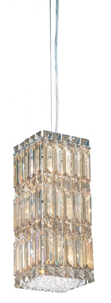 Quantum 6 Light 120V Mini Pendant in Polished Stainless Steel with Clear Optic Crystal