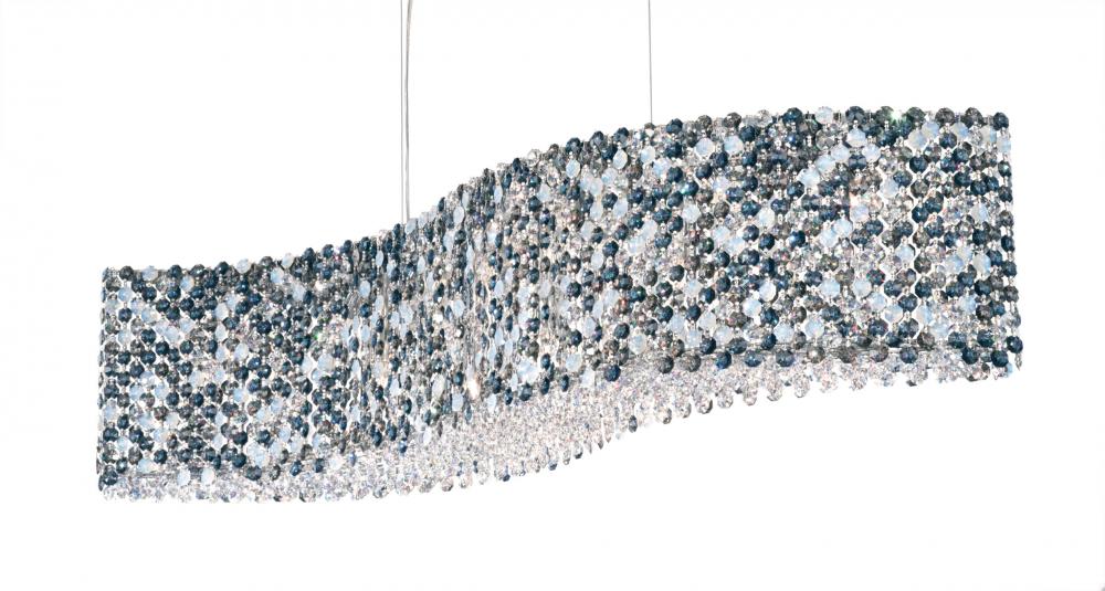 Refrax 13 Light 120V Linear Pendant in Polished Stainless Steel with Clear Crystals from Swarovski