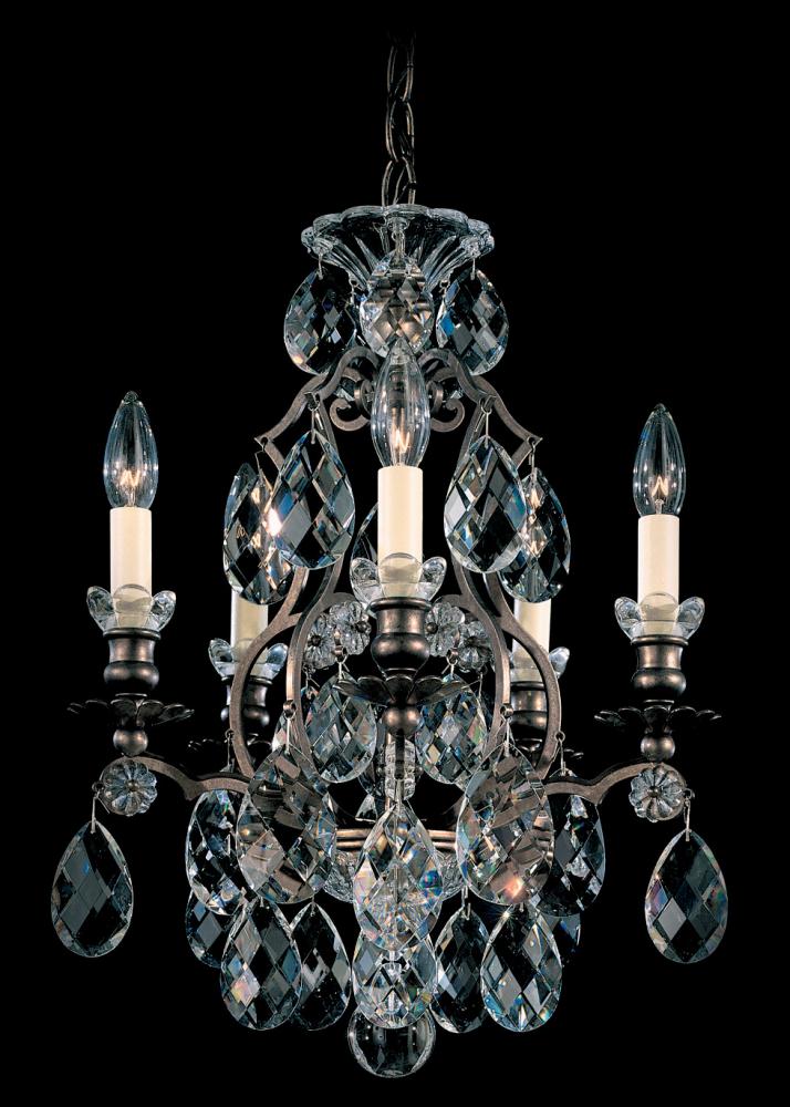 Renaissance 5 Light 120V Chandelier in Black with Clear Heritage Handcut Crystal