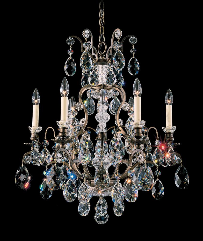 Renaissance 7 Light 120V Chandelier in Antique Silver with Clear Heritage Handcut Crystal
