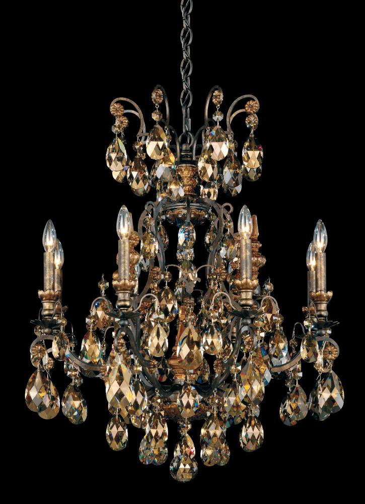 Renaissance 9 Light 120V Chandelier in Black with Clear Heritage Handcut Crystal