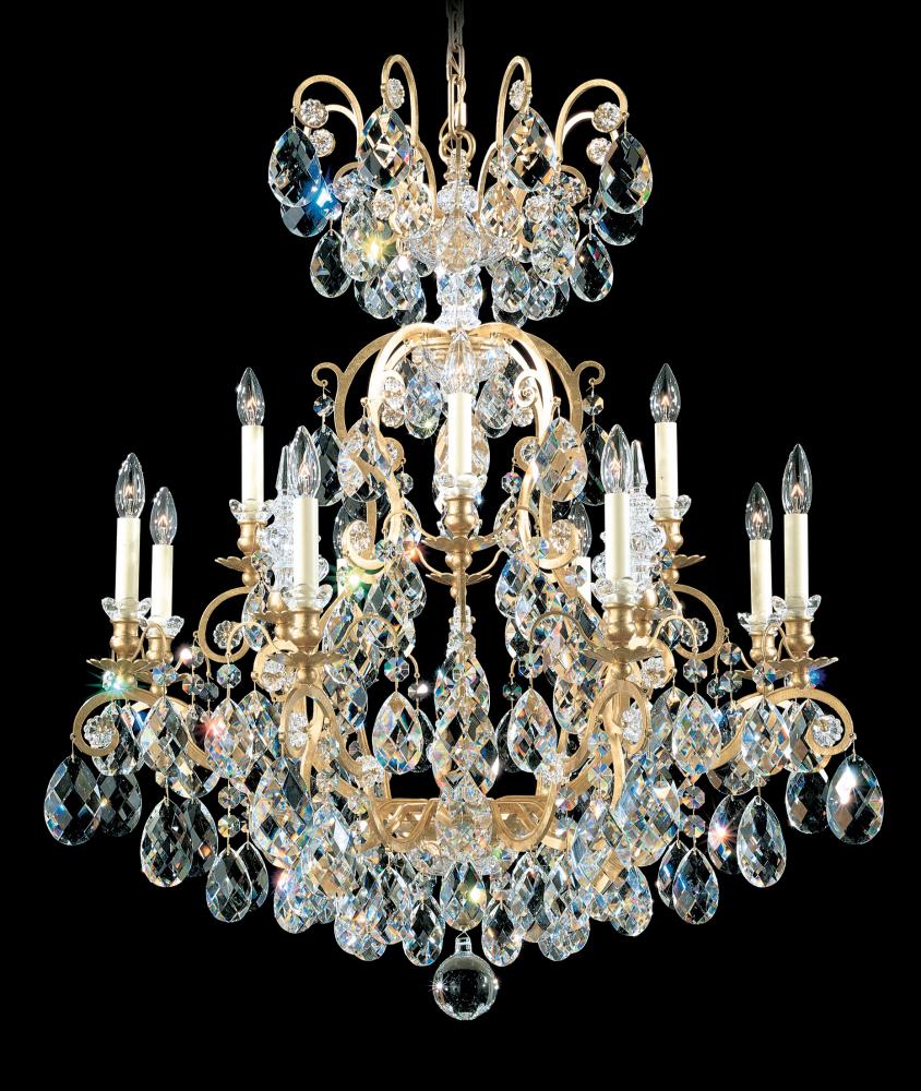 Renaissance 13 Light 120V Chandelier in Antique Silver with Clear Heritage Handcut Crystal