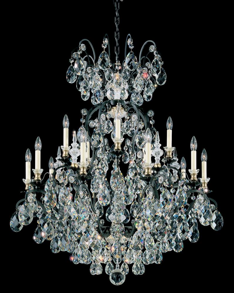 Renaissance 16 Light 120V Chandelier in Black with Clear Heritage Handcut Crystal