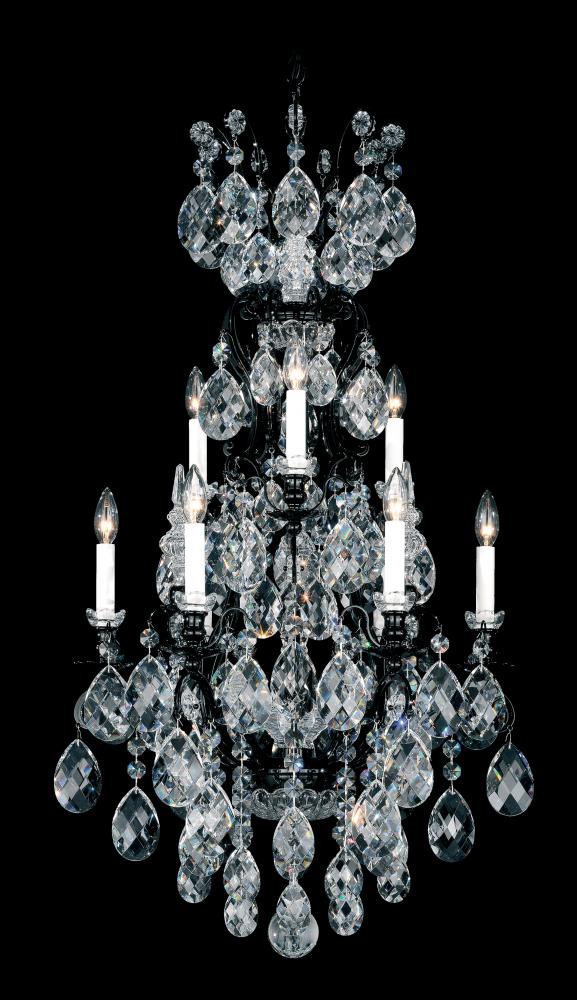 Renaissance 10 Light 120V Chandelier in Antique Silver with Clear Heritage Handcut Crystal