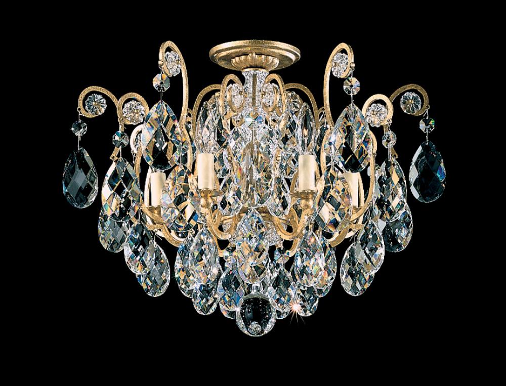 Renaissance 6 Light 120V Semi-Flush Mount in Etruscan Gold with Clear Heritage Handcut Crystal