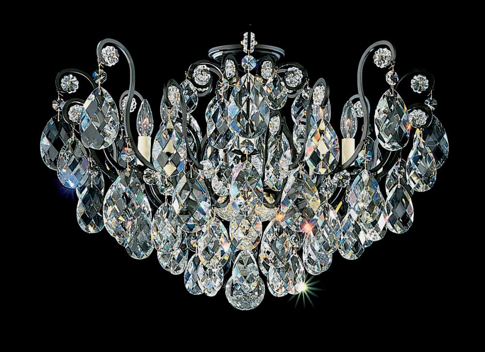 Renaissance 8 Light 120V Semi-Flush Mount in Antique Silver with Clear Heritage Handcut Crystal