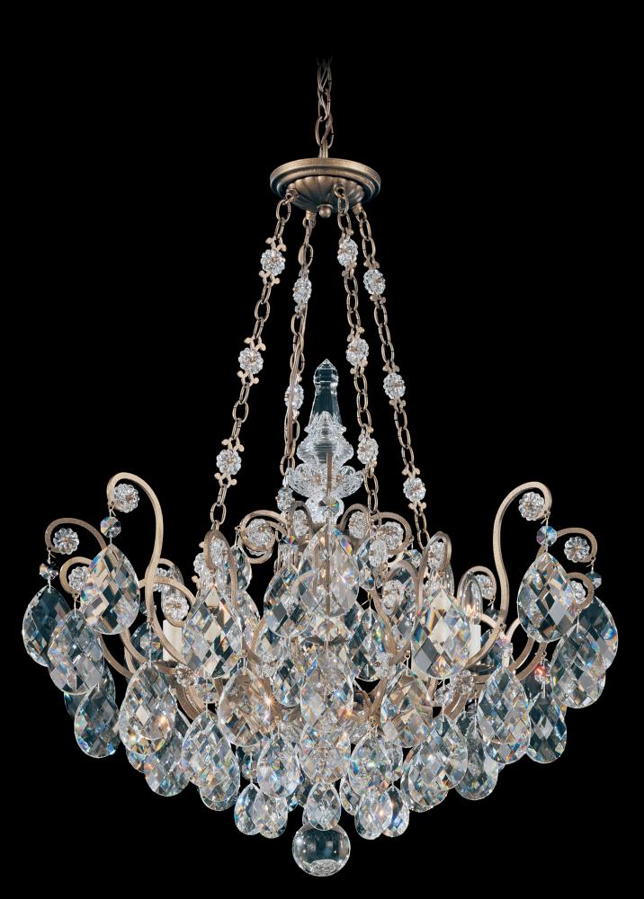 Renaissance 8 Light 120V Pendant in Black with Clear Heritage Handcut Crystal