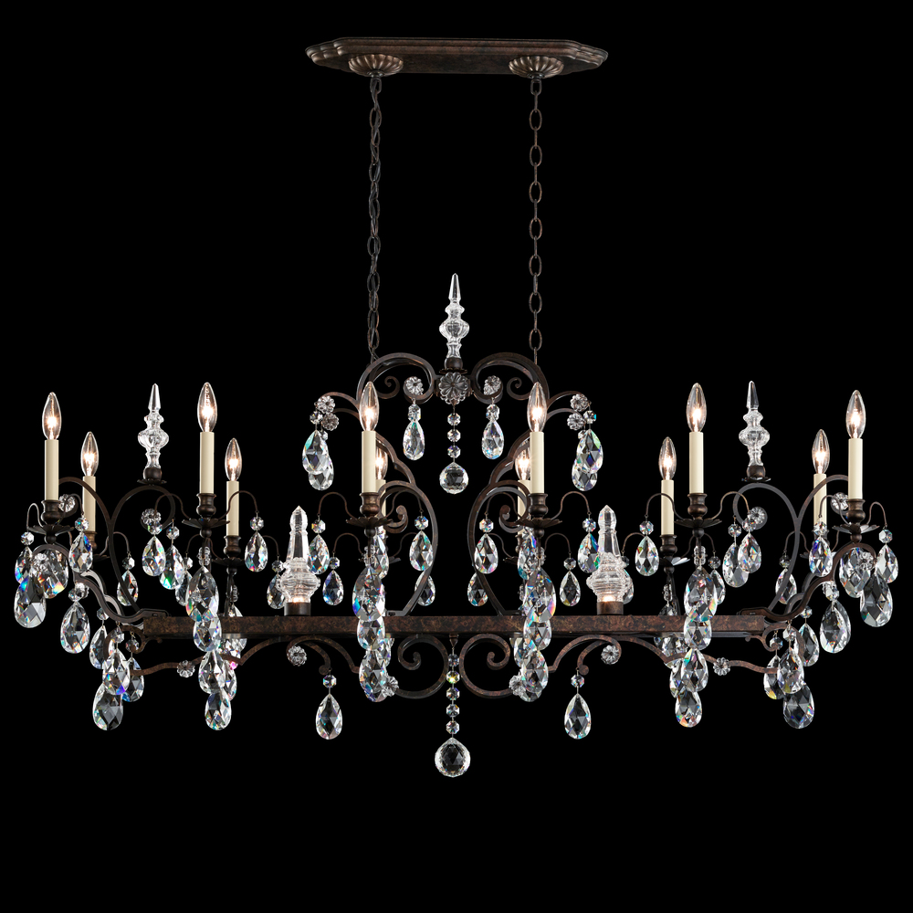 Renaissance 14 Light 120V Chandelier in Black with Clear Heritage Handcut Crystal