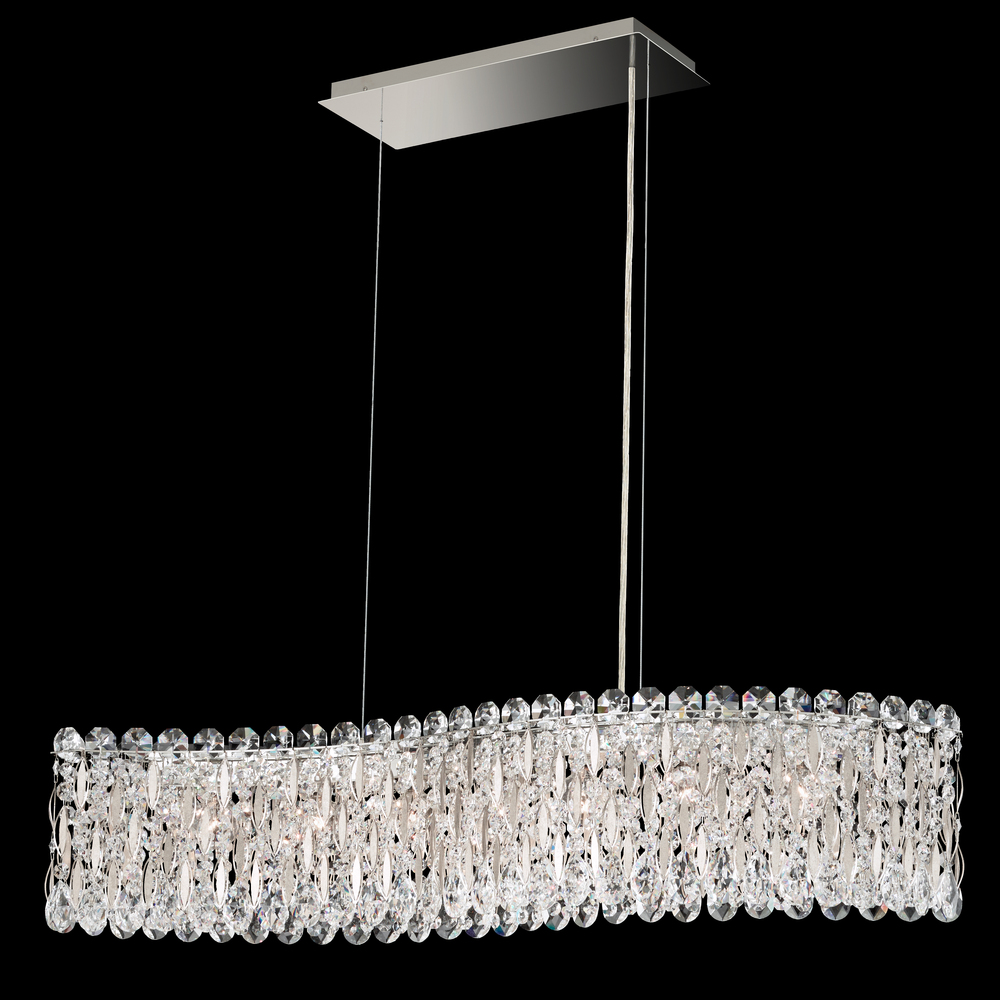 Sarella 7 Light 120V Linear Pendant in Polished Stainless Steel with Clear Crystals from Swarovski