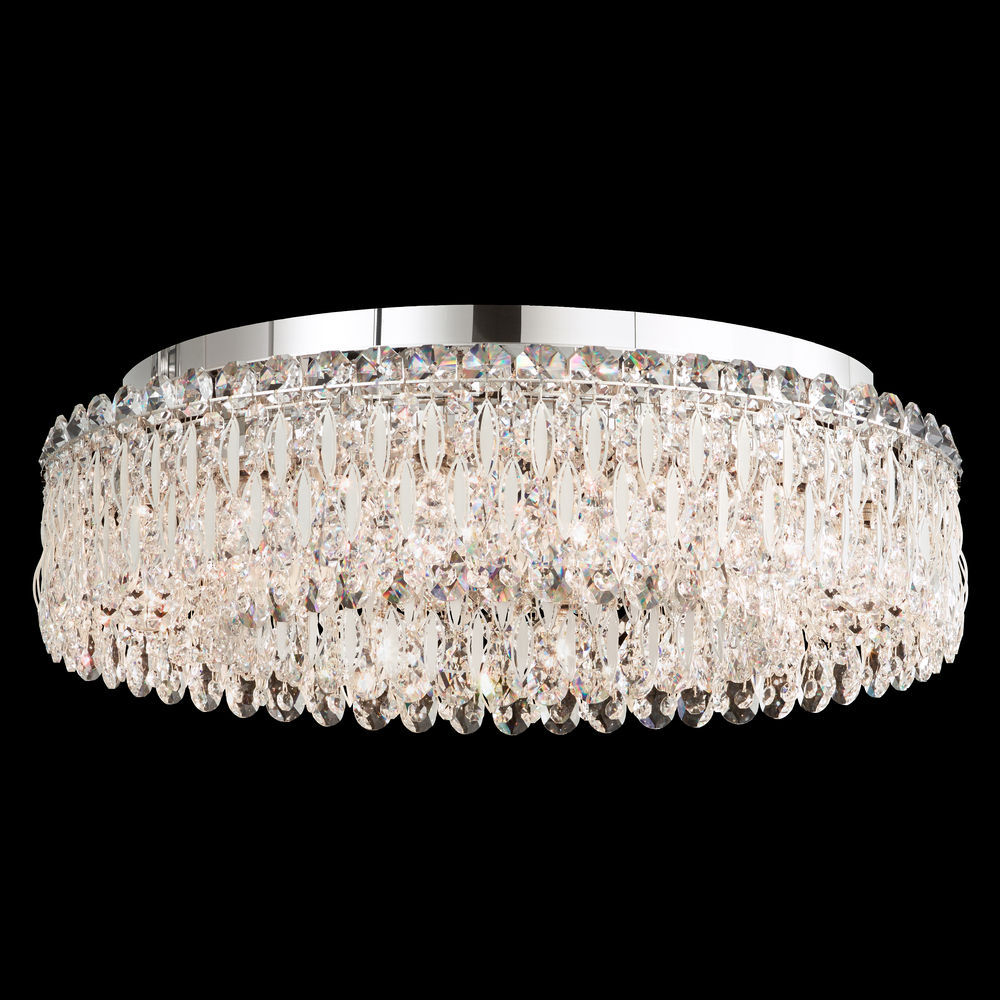 Sarella 12 Light 120V Flush Mount in White with Clear Heritage Handcut Crystal
