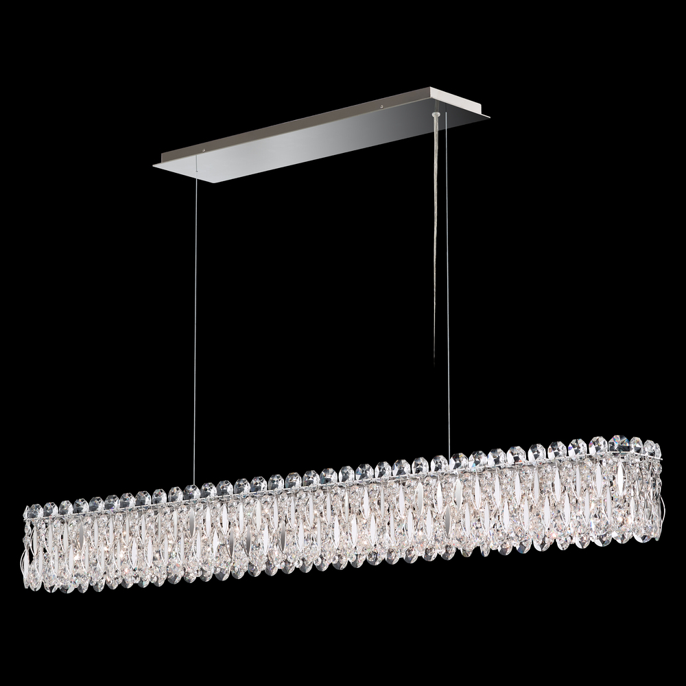 Sarella 11 Light 120V Linear Pendant in Polished Stainless Steel with Clear Crystals from Swarovsk