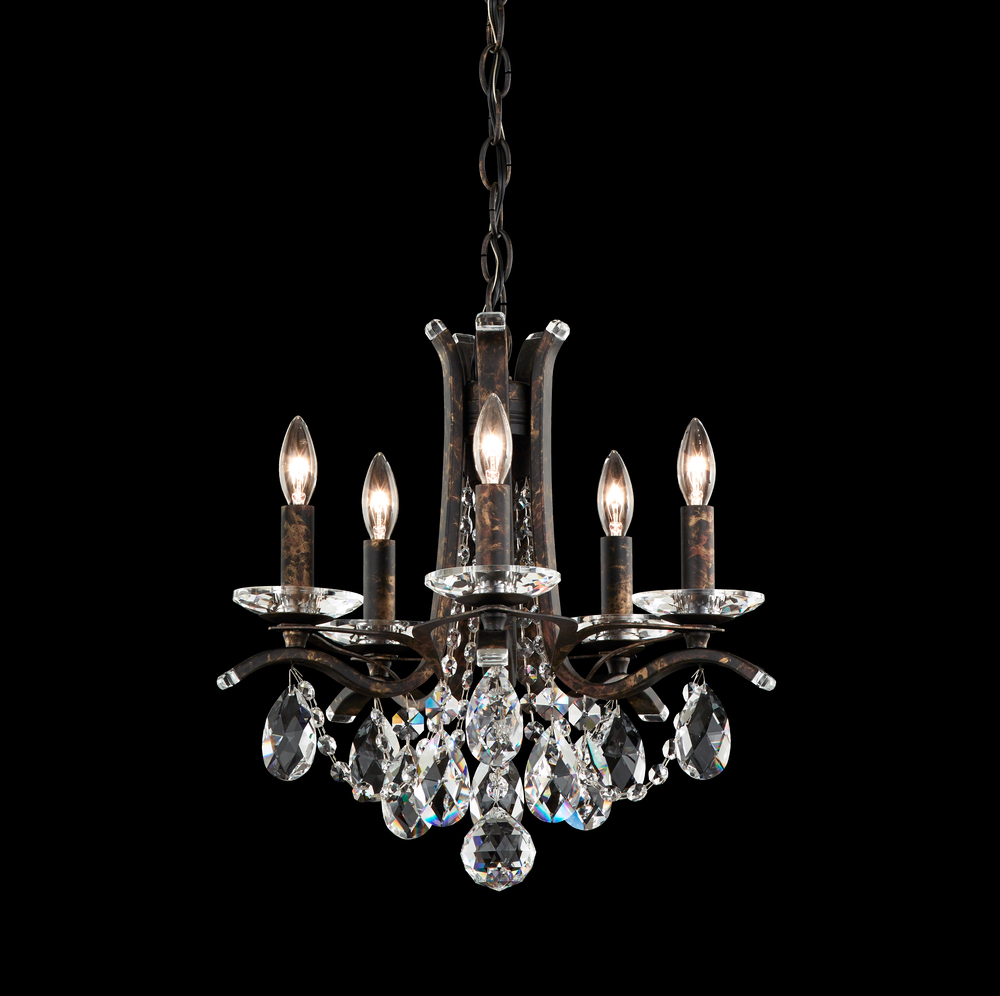 Vesca 5 Light 120V Chandelier in Antique Silver with Clear Heritage Handcut Crystal