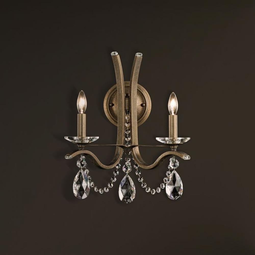 Vesca 2 Light 120V Wall Sconce in Antique Silver with Clear Heritage Handcut Crystal