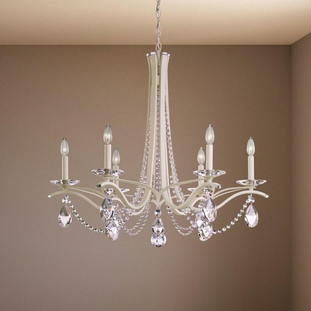 Vesca 6 Light 120V Chandelier in Antique Silver with Clear Heritage Handcut Crystal