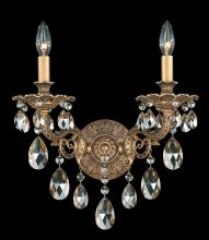 Schonbek 1870 5642-48H - Milano 2 Light 120V Wall Sconce in Antique Silver with Clear Heritage Handcut Crystal