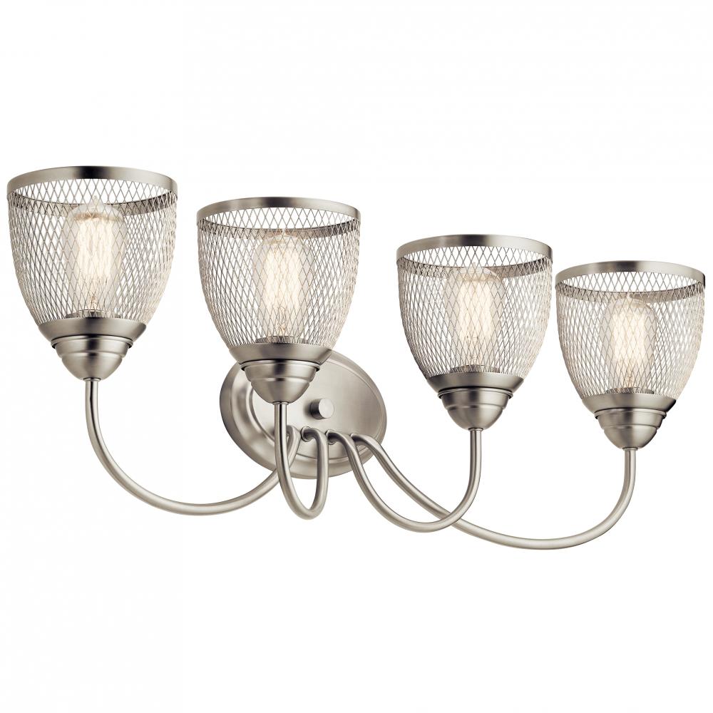 Voclain 32" 4 Light Vanity Light with Mesh Shade in Brushed Nickel