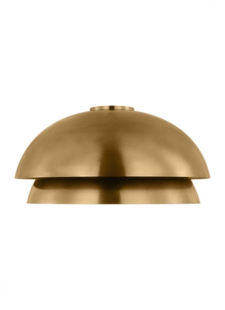 The Shanti Large Damp Rated 1-Light Integrated Dimmable LED Ceiling Flushmount in Natural Brass