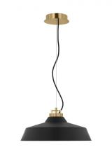 VC Modern TECH Lighting SLPD12827BNB - The Forge Large Short 1-Light Damp Rated Integrated Dimmable LED Ceiling Pendant in Natural Brass