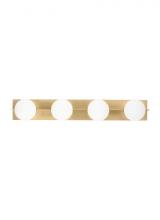 VC Modern TECH Lighting SLBA123NB-L - The Orbel 32.5-inch Damp Rated 4-Light Dimmable Bath Vanity in Natural Brass
