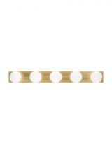 VC Modern TECH Lighting SLBA124NB - The Orbel 41-inch Damp Rated 5-Light Dimmable Bath Vanity in Natural Brass