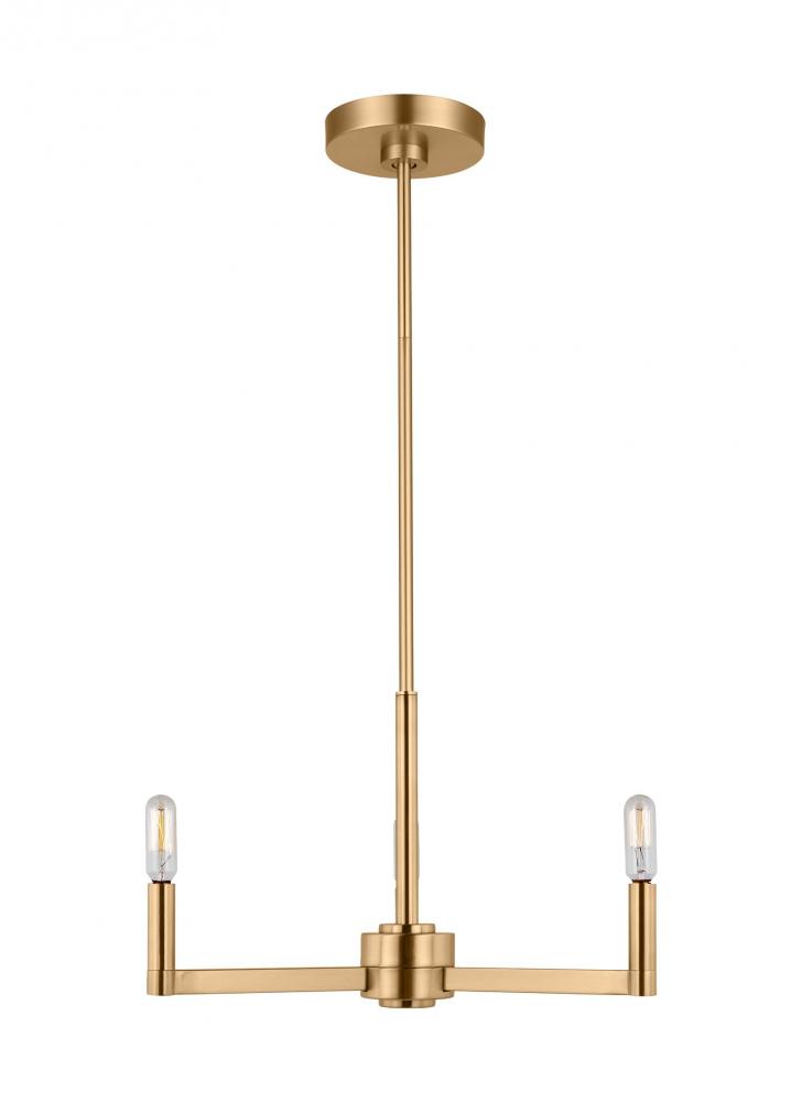 Fullton modern 3-light indoor dimmable chandelier in satin brass gold finish