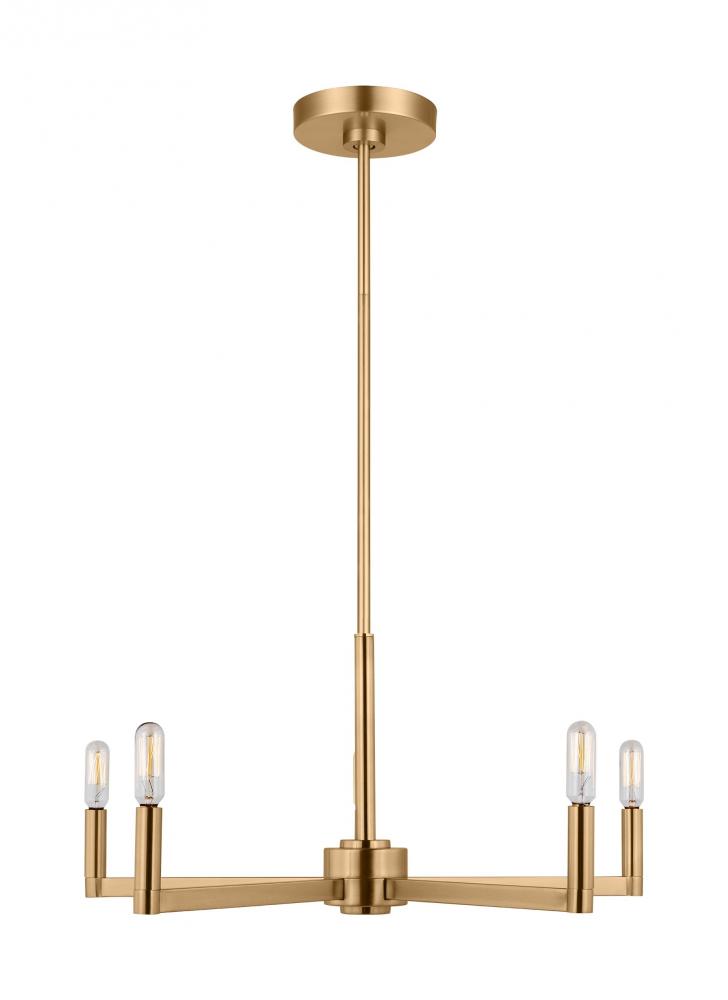 Fullton modern 5-light indoor dimmable chandelier in satin brass gold finish