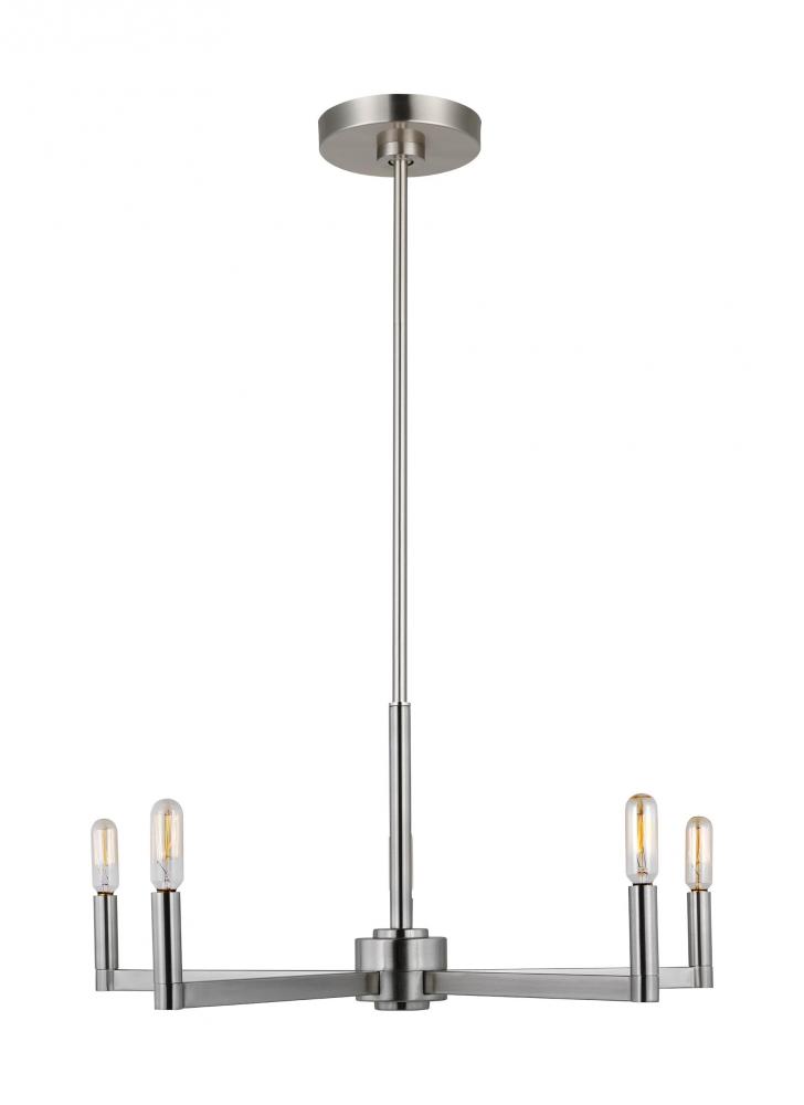 Fullton modern 5-light indoor dimmable chandelier in brushed nickel finish