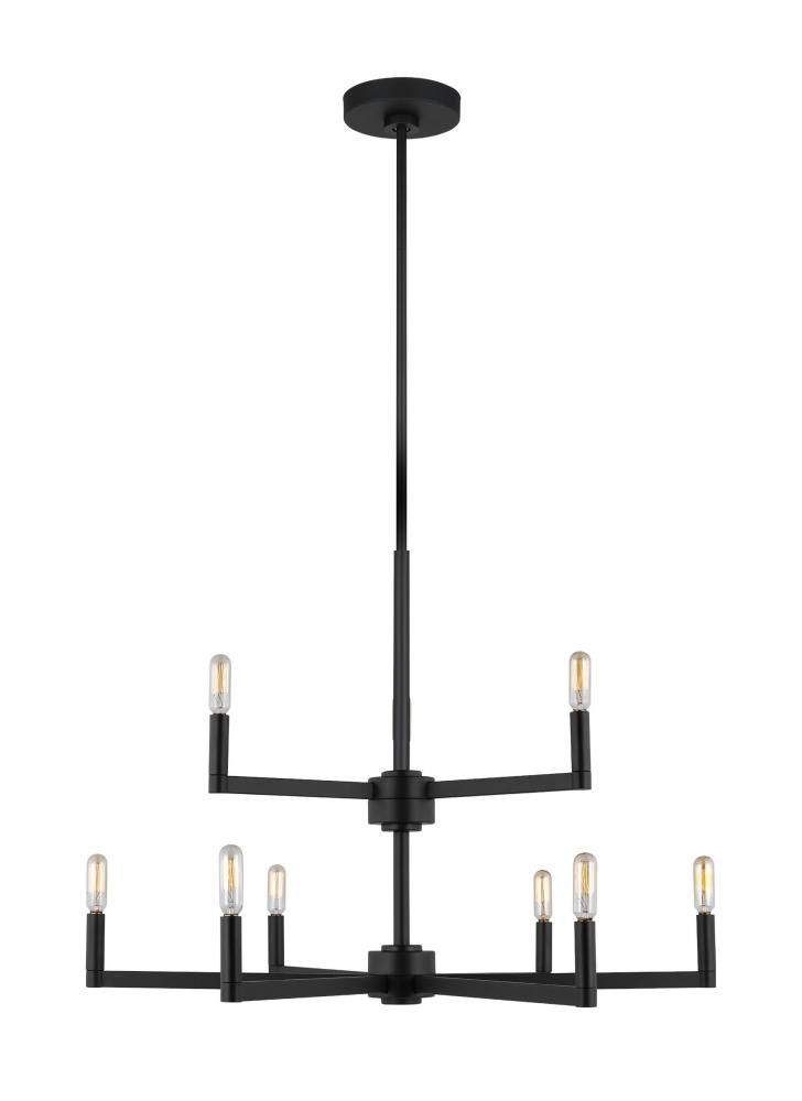Fullton modern 9-light LED indoor dimmable chandelier in midnight black finish