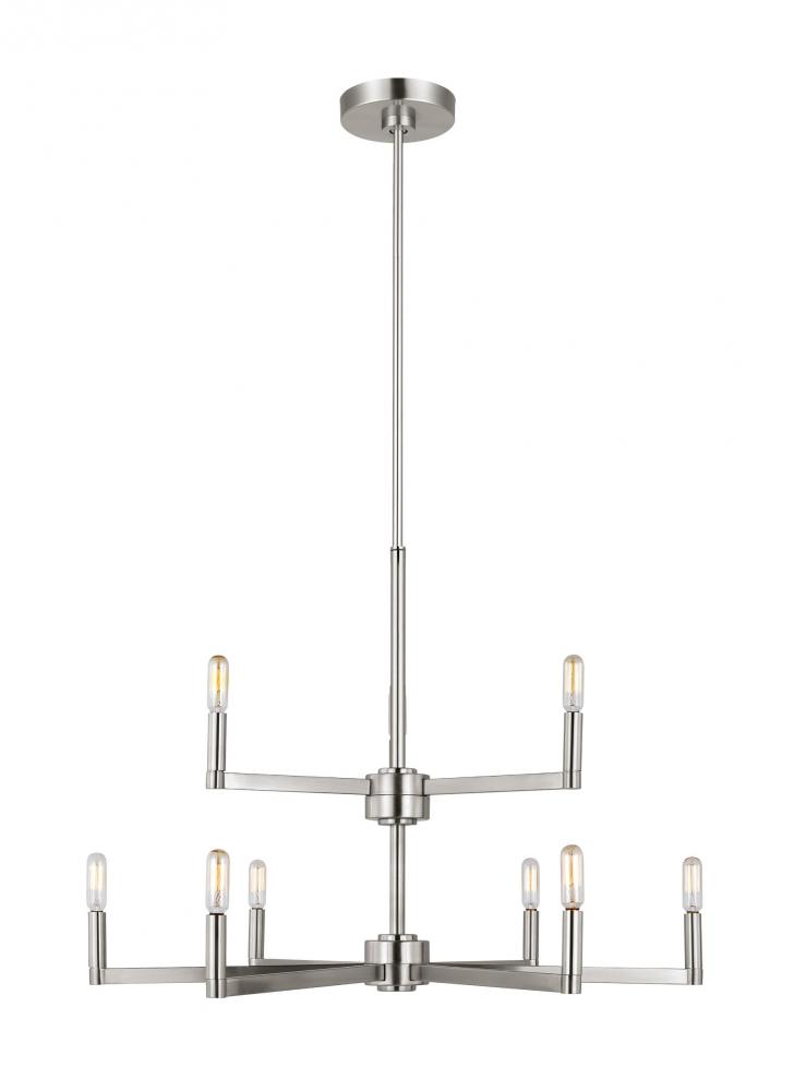 Fullton modern 9-light LED indoor dimmable chandelier in brushed nickel finish