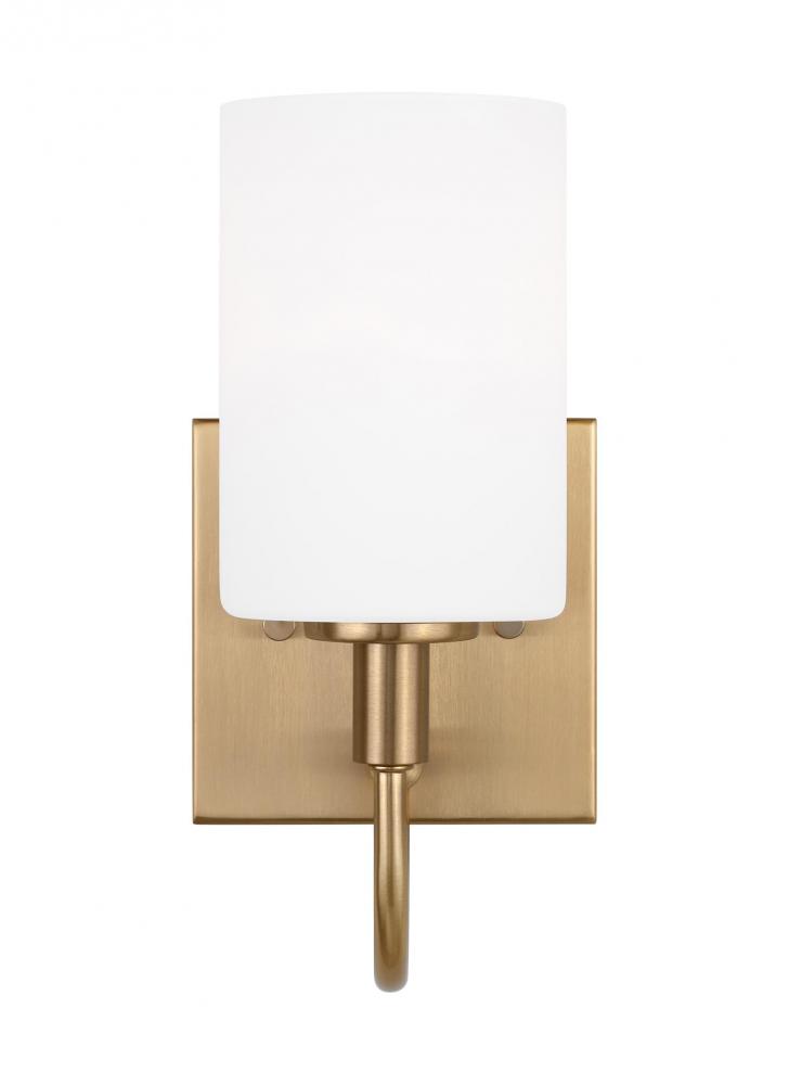 Oak Moore traditional 1-light LED indoor dimmable bath vanity wall sconce in satin brass gold finish