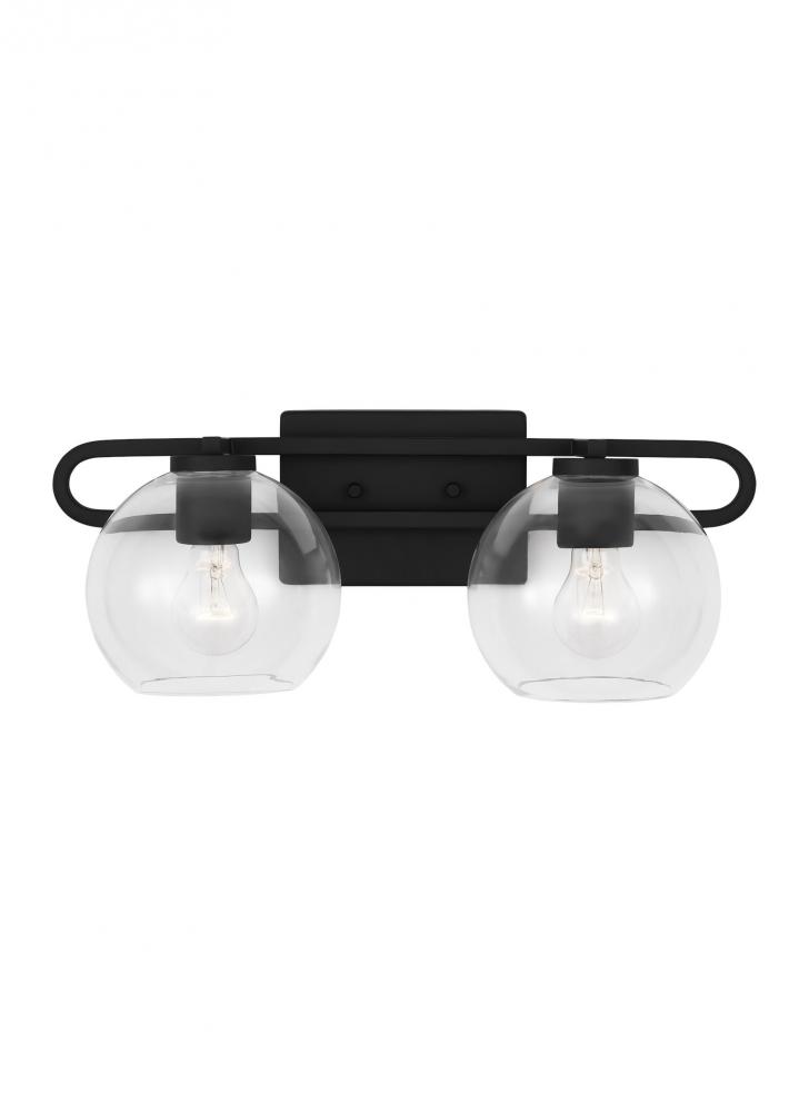 Codyn contemporary 2-light indoor dimmable bath vanity wall sconce in midnight black finish with cle