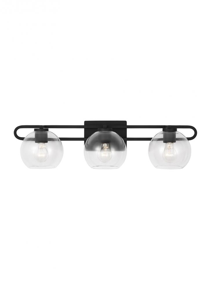 Codyn contemporary 3-light indoor dimmable bath vanity wall sconce in midnight black finish with cle
