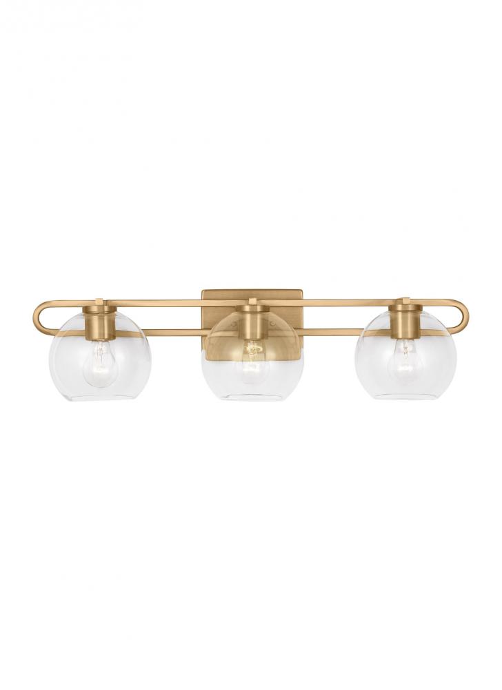 Codyn contemporary 3-light indoor dimmable bath vanity wall sconce in satin brass gold finish with c