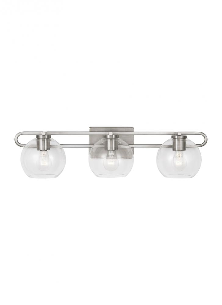 Codyn contemporary 3-light indoor dimmable bath vanity wall sconce in brushed nickel silver finish w