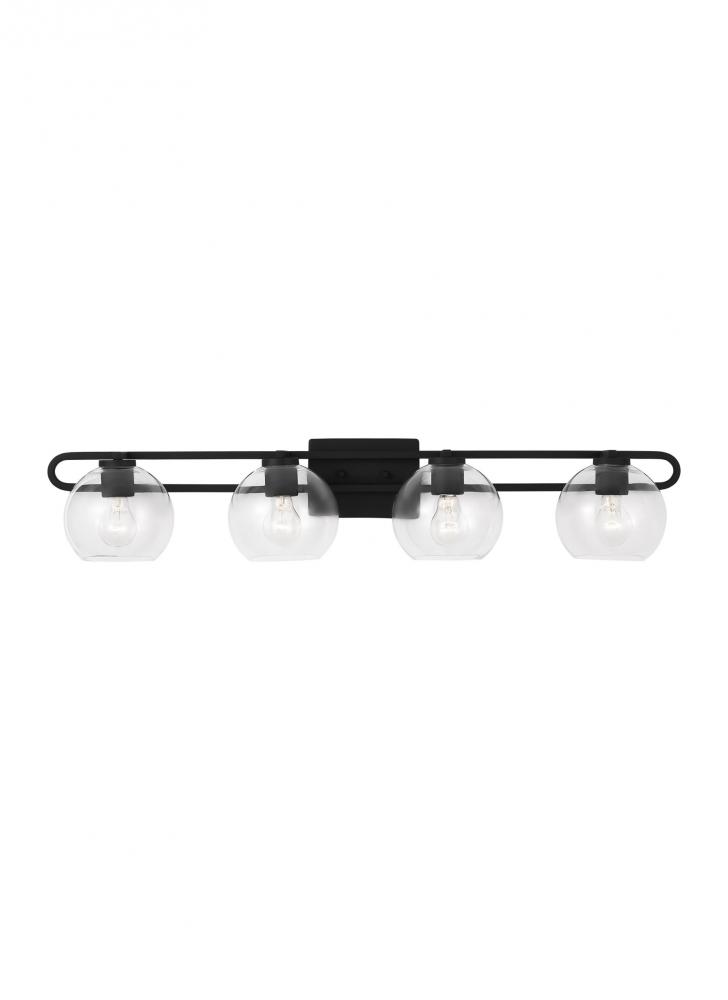 Codyn contemporary 4-light indoor dimmable bath vanity wall sconce in midnight black finish with cle
