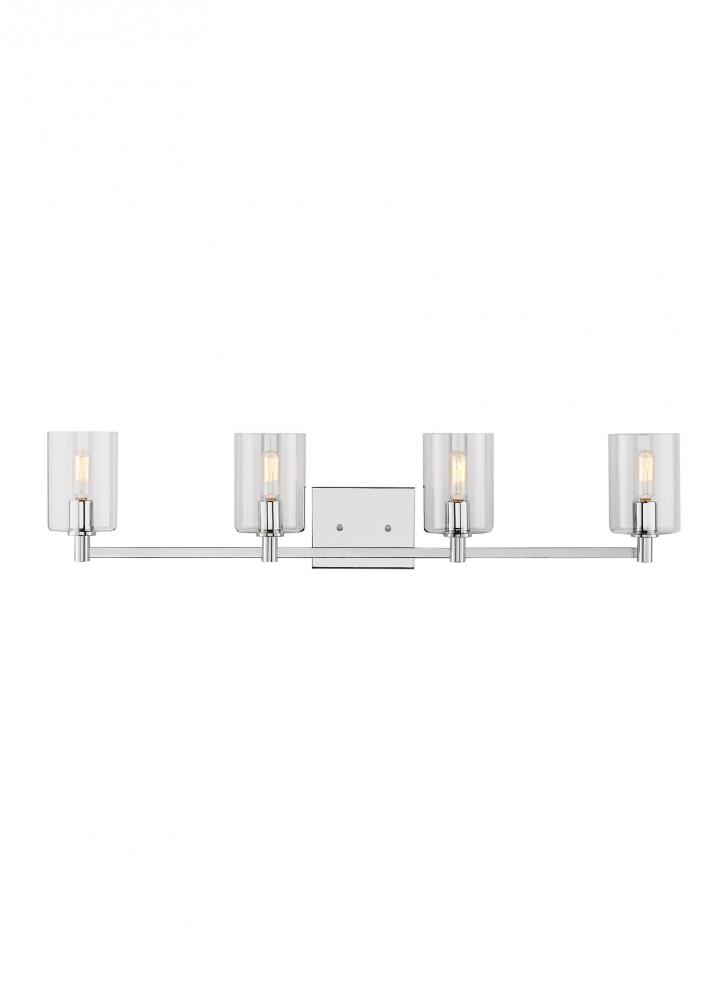 Fullton modern 4-light indoor dimmable bath vanity wall sconce in chrome finish