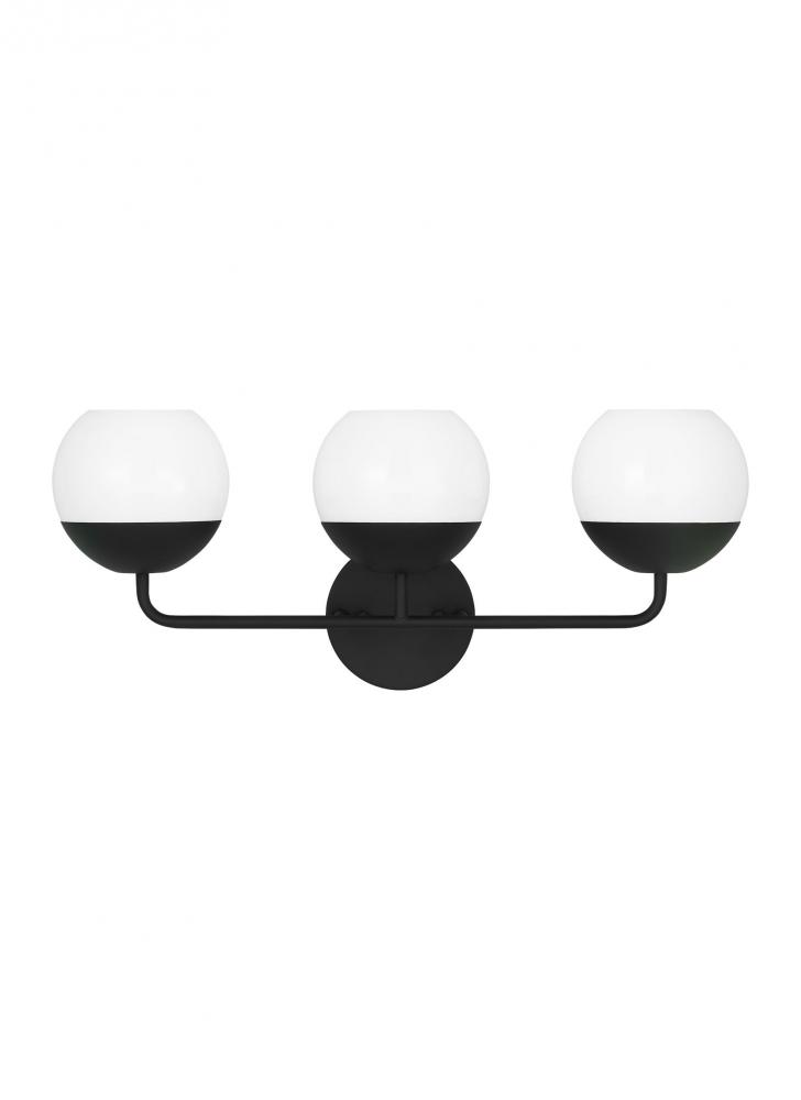 Alvin modern LED 3-light indoor dimmable bath vanity wall sconce in midnight black finish with white