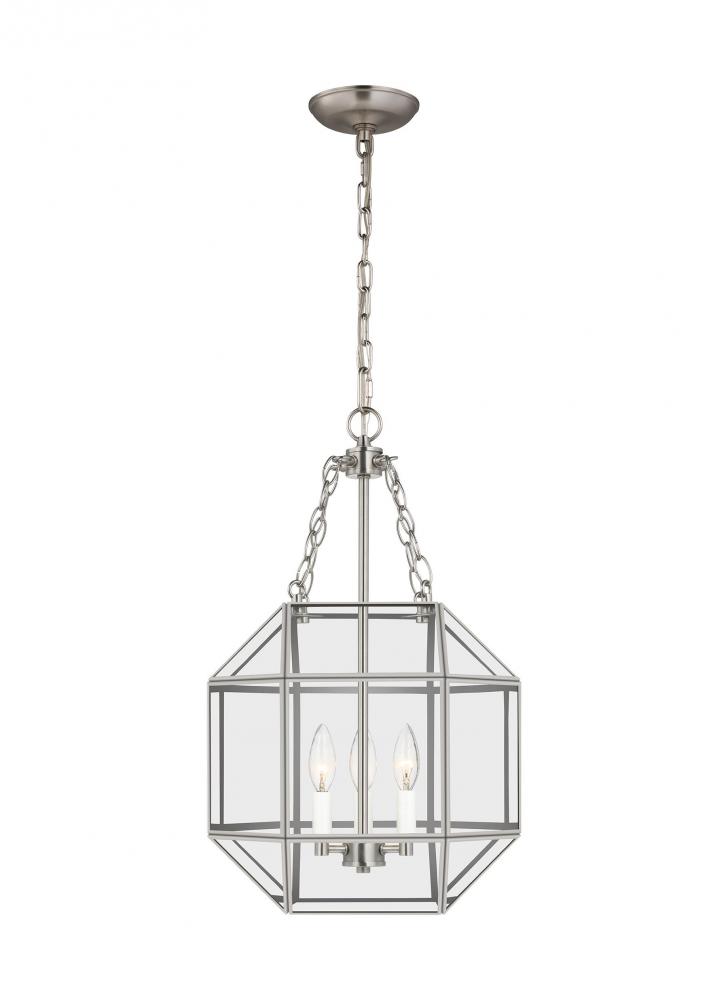 Morrison modern 3-light LED indoor dimmable small ceiling pendant hanging chandelier light in brushe